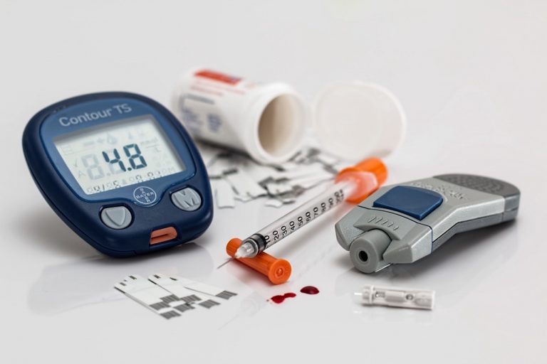 insulin equipment blood glucose monitor and syrigne
