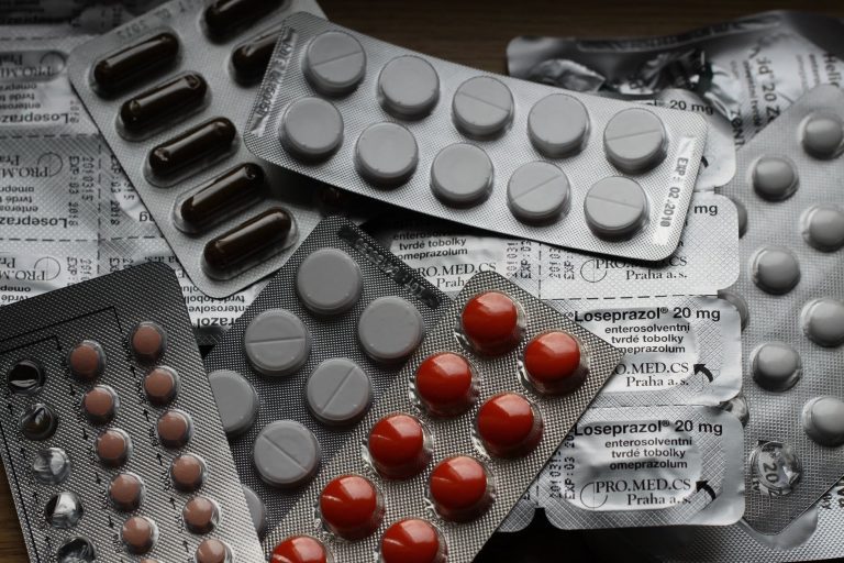 Blister packs of various pills.
