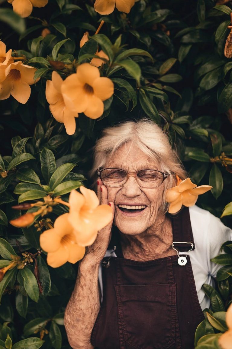 An older woman smiling