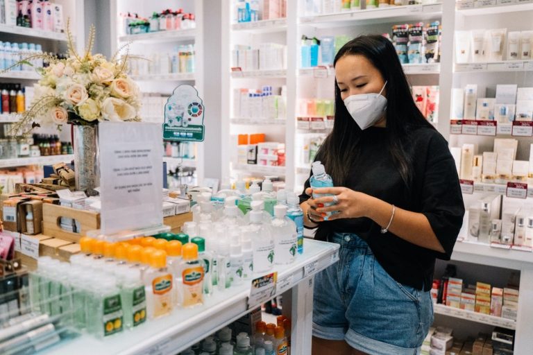 A woman at a pharmacy
