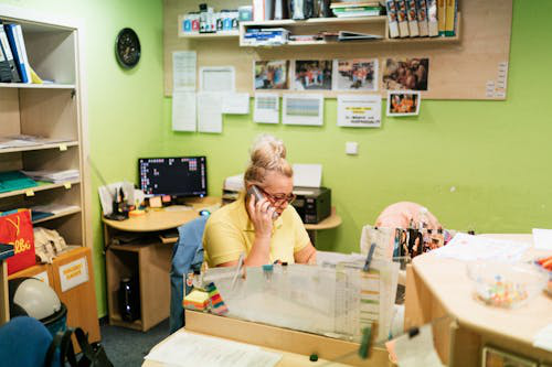 A person talking on the phone