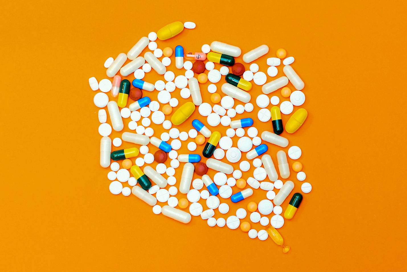 A pile of colorful pills