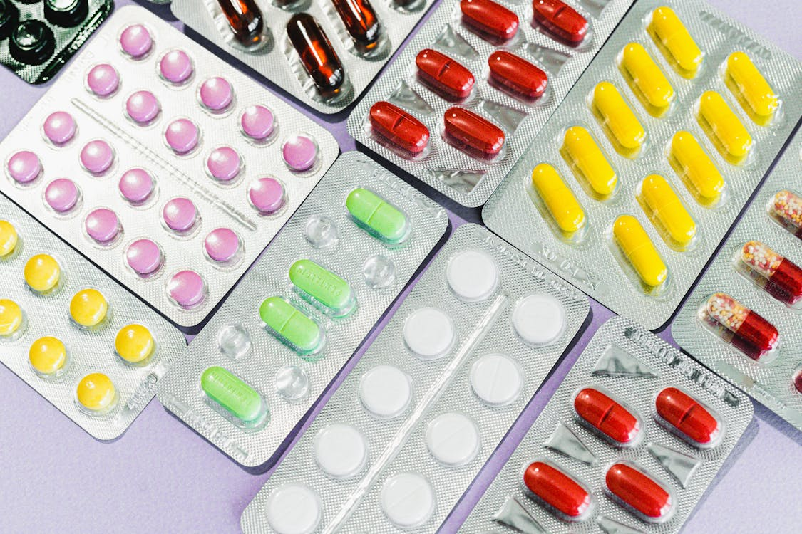 Pills all lined up.